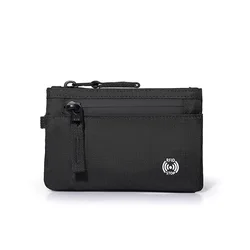 Compact RFID - Blocking Wallet with Zippered Coin Pouch and Card Organizer (Black)