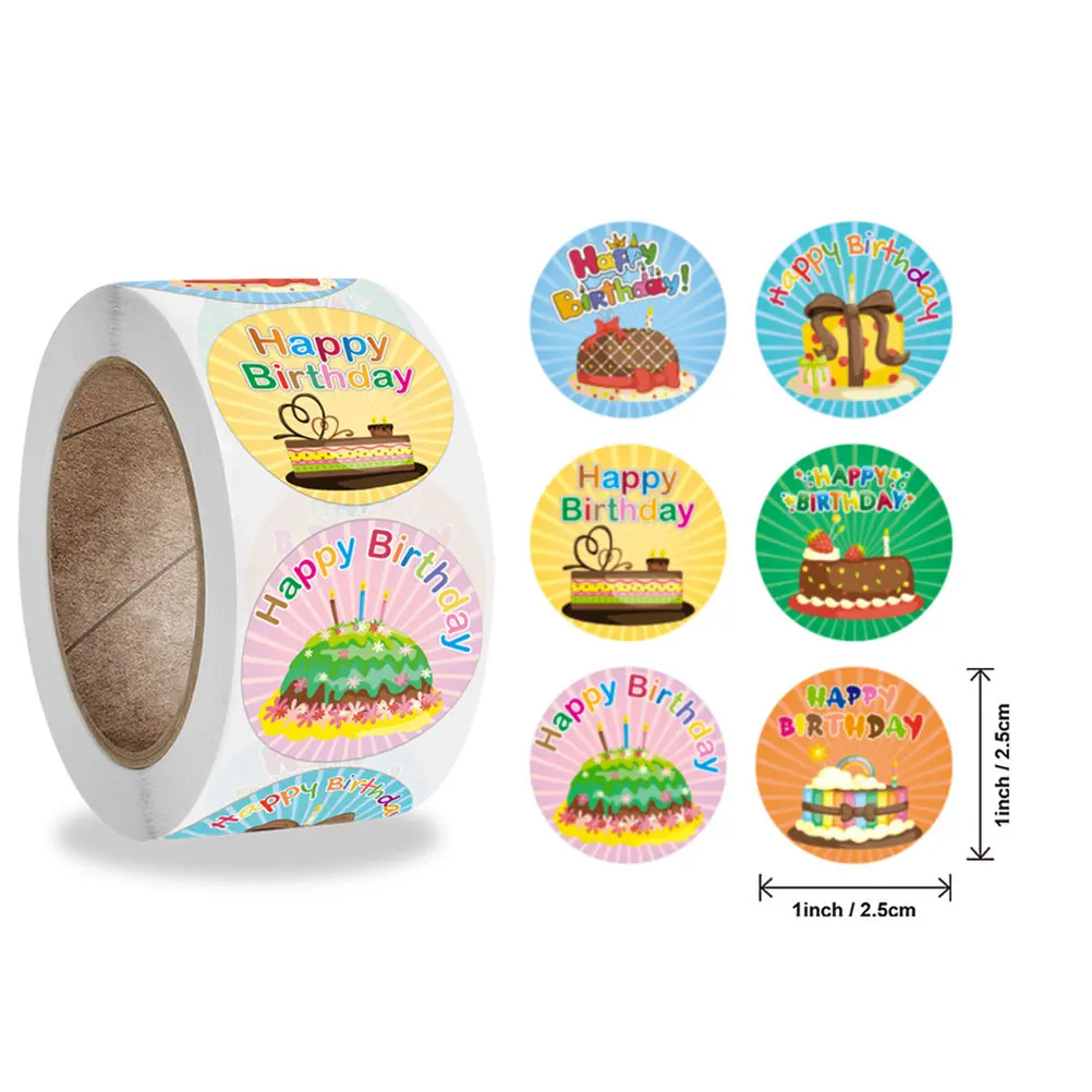 500Pcs 사랑스러운 생일 스티커 세트 노트북 선물 상자 가구 장식 파티 공급을위한 크리 에이 티브 축제 선물 라벨 스티커