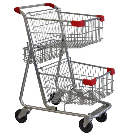 American Style Double Layer Grocery Shopping Trolley Cart
