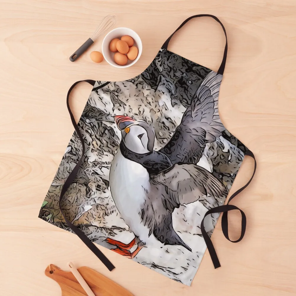 

Flappy Puffin Apron Korean Utensils For Kitchen Women's Kitchen Apron