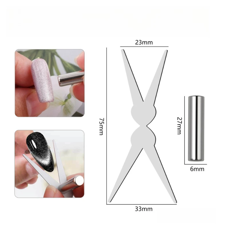 Double-End Big Y-shaped French Cat's Eye Magnetic Auxiliary Tool 2pcs for Match with Nail Magnet Nail Art Accessories Tools