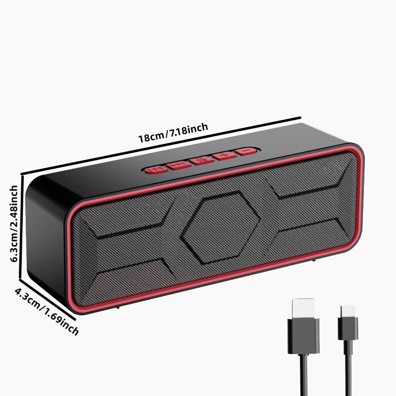 Bluetooth Speaker Portable Wireless,10W Dual Driver Stereo Loud Bass,TWS FM TF USB AUX Hands-Free,BT 5.0 10H Home Outdoor Party 6