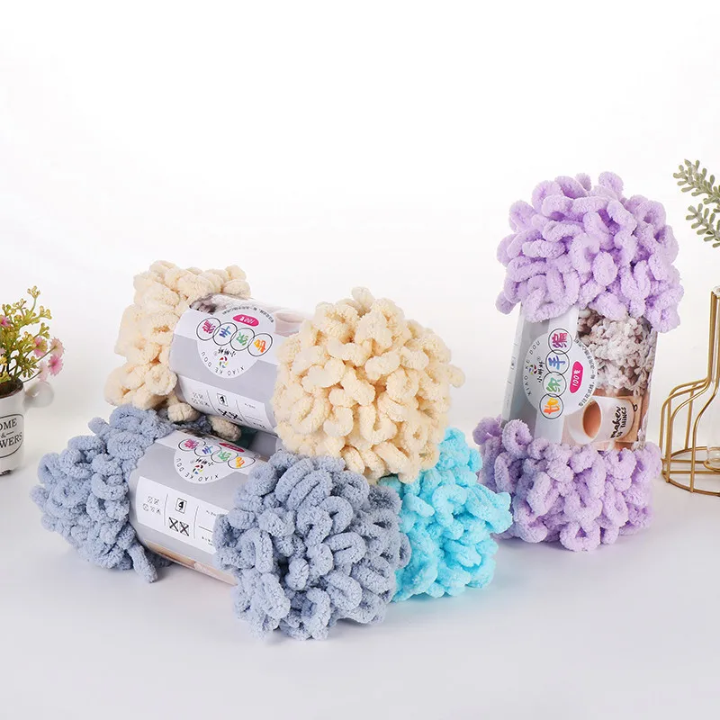 1pc 100g Loops Yarn 100% Polyester Finger Hand-woven Thick thread For DIY Knitting And Crocheting Blanket sweater toy 2