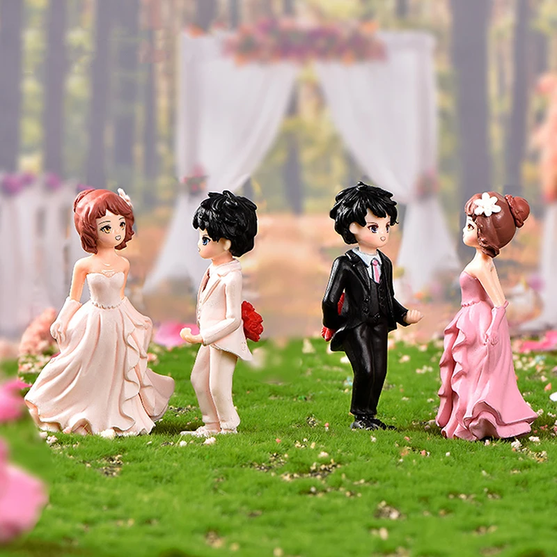 

2pcs Lovers Couple Wedding Miniature Micro Landscape Statue Fairy Garden Decor