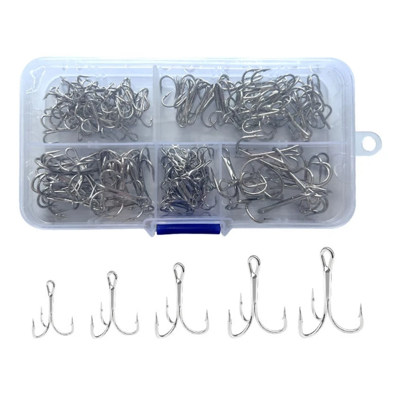 

120pcs High Carbon Steel Treble Fishing Hooks 2# 6#8# 4# 10# Bent Treble Fishhooks Set Treble Hooks For Sea Fishing H8WC