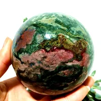 Natural Stone Pretty Ocean Jasper sphere Meditation Spirit Exorcism Feng Shui Crystal Ball Home Room Decoration Reiki Healing 1