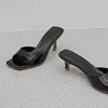 New Summer New Slippers Women  Trend Sexy Large Size Square Toe Thin Heels Shoes Ladies Casual Slippers Heel zapatos 35-42 6