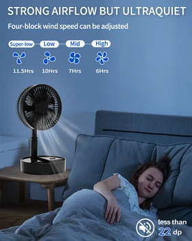 Oscillating Fan Foldaway with Remote Control, Battery Powered Fan for Camping, 4 Speed, Timer, Height Adjustment Portable Table 2