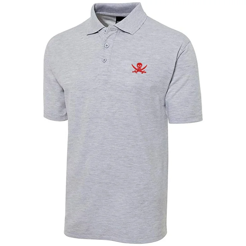 

Lyprerazy Pirate Skull Embroidered Short Sleeve Polo Shirts Classic Embroidery Men's Polo Shirt