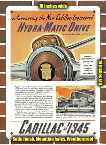 

Металлический знак Cadillac 1941, разработанный Hydra-Matic Drive, 10x14 дюймов