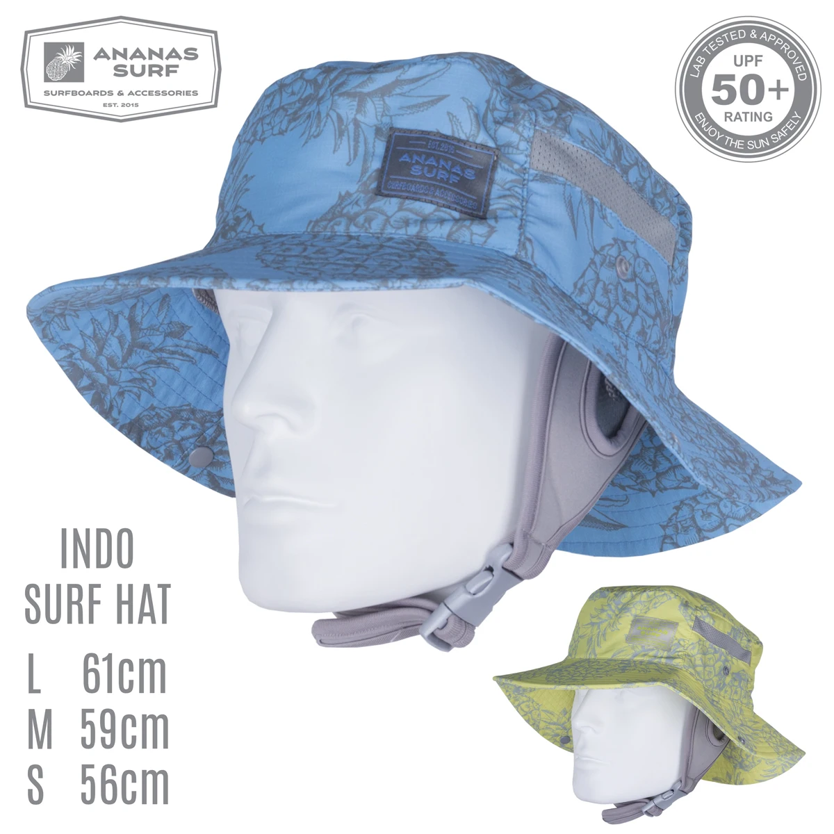 Ananas Surf Indo Surfing Backet Hat With Chin Strap Kitesurf Cap