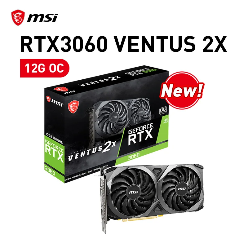 る*る様 MSI GeForce RTX3060 12GB VENTUS 2X MSI GeForce RTX 3060 Ventus 2X 12G OC Graphics Card - MSI-US