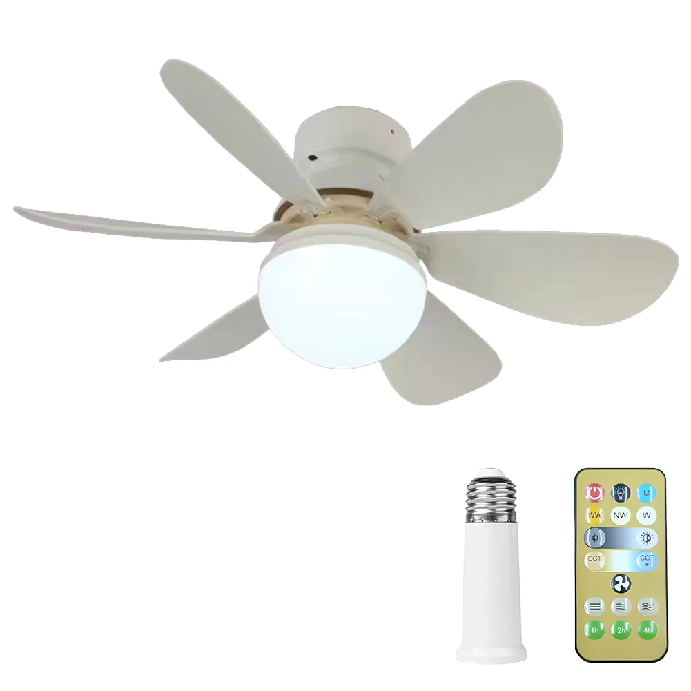 

E26/27 Socket Fan LED Light Light Bulb Fan with Remote 40W/30W Warm Light Ceiling Fan Dimmable Timing for Garage Kitchen Bedroom