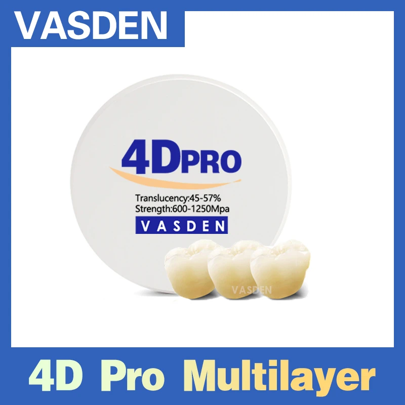 B1 B2 B3 4D PRO Dental Multilayer Zirconia Blocks Dental Lab Material Disc CAD CAM 98mm Zirconium Blank