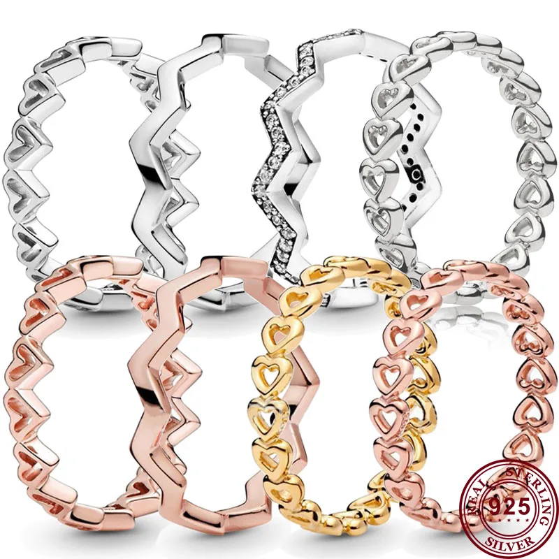 кабель аудио choetech lightning 3 5 мм mini jack female 55 мм белый aux005 Hot 925 Silver Classic Love Heart Original Heart Ring Female Logo Lightning Ring Wedding High Quality DIY Fashion Charm Jewelry