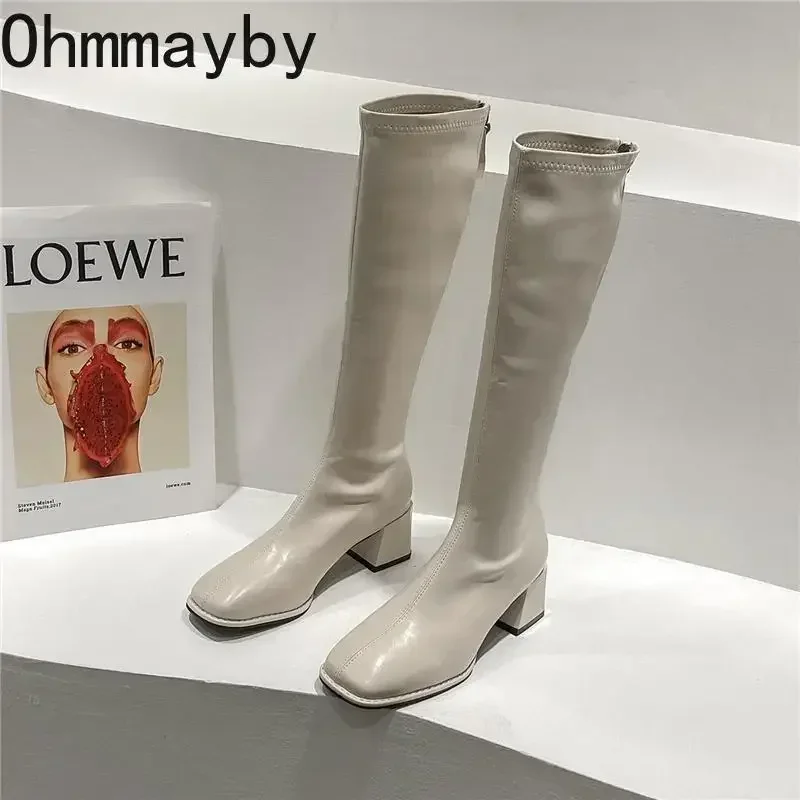 Slim Woman High Boots Fashion Women Knee-High Boots High Heel Women's Shoes Winter Soft Leather Long women knee boots