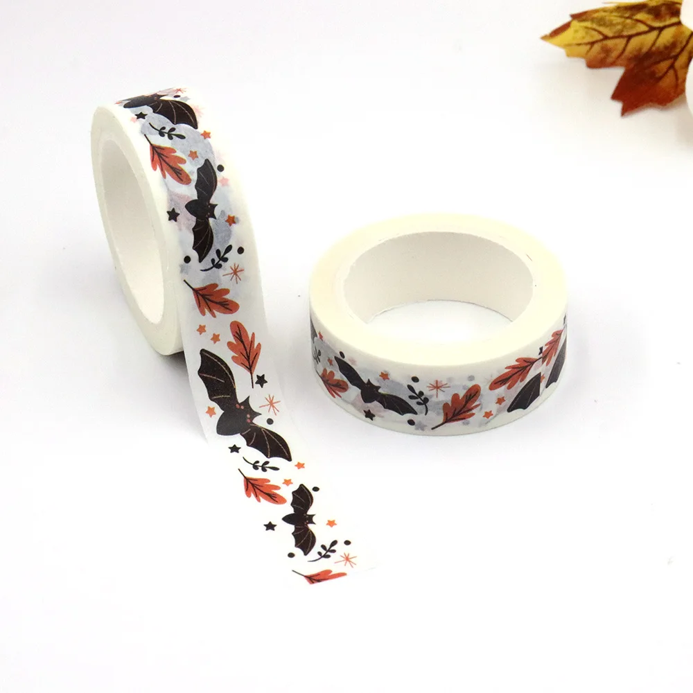 1PC 15mm x 10m Halloween Floral Ghosts Seamless Pattern Wildflowers Masking Adhesive Washi Tape  stationery  office supplies