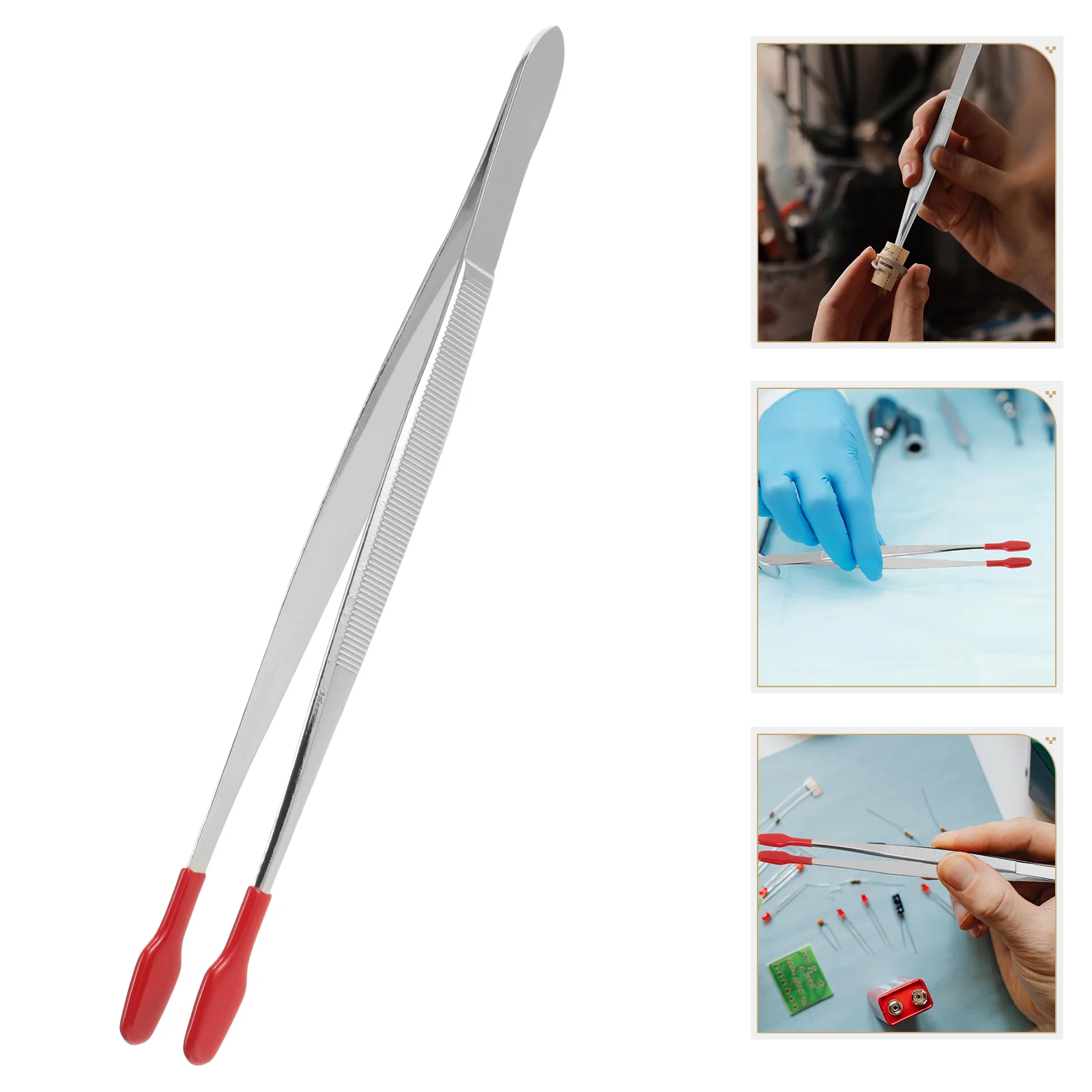 

Stamp Tweezers Stainless Steel Tweezers Tongs Long Tweezers with Rubber Tip Collector Tool