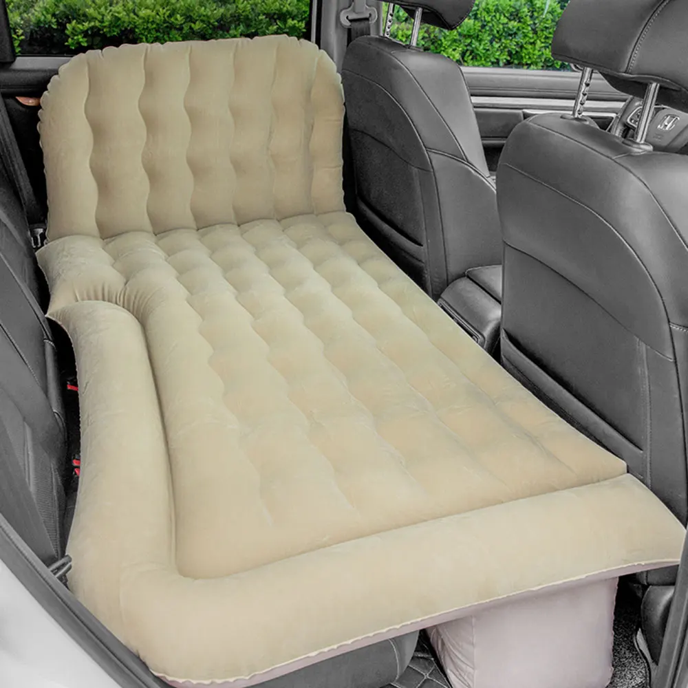 Inflatable Air Bed Ultra-soft Flocking Environmental Fabric Car Inflatable Bed Air Cushion Travel Portable Comfortable Mattress PVC