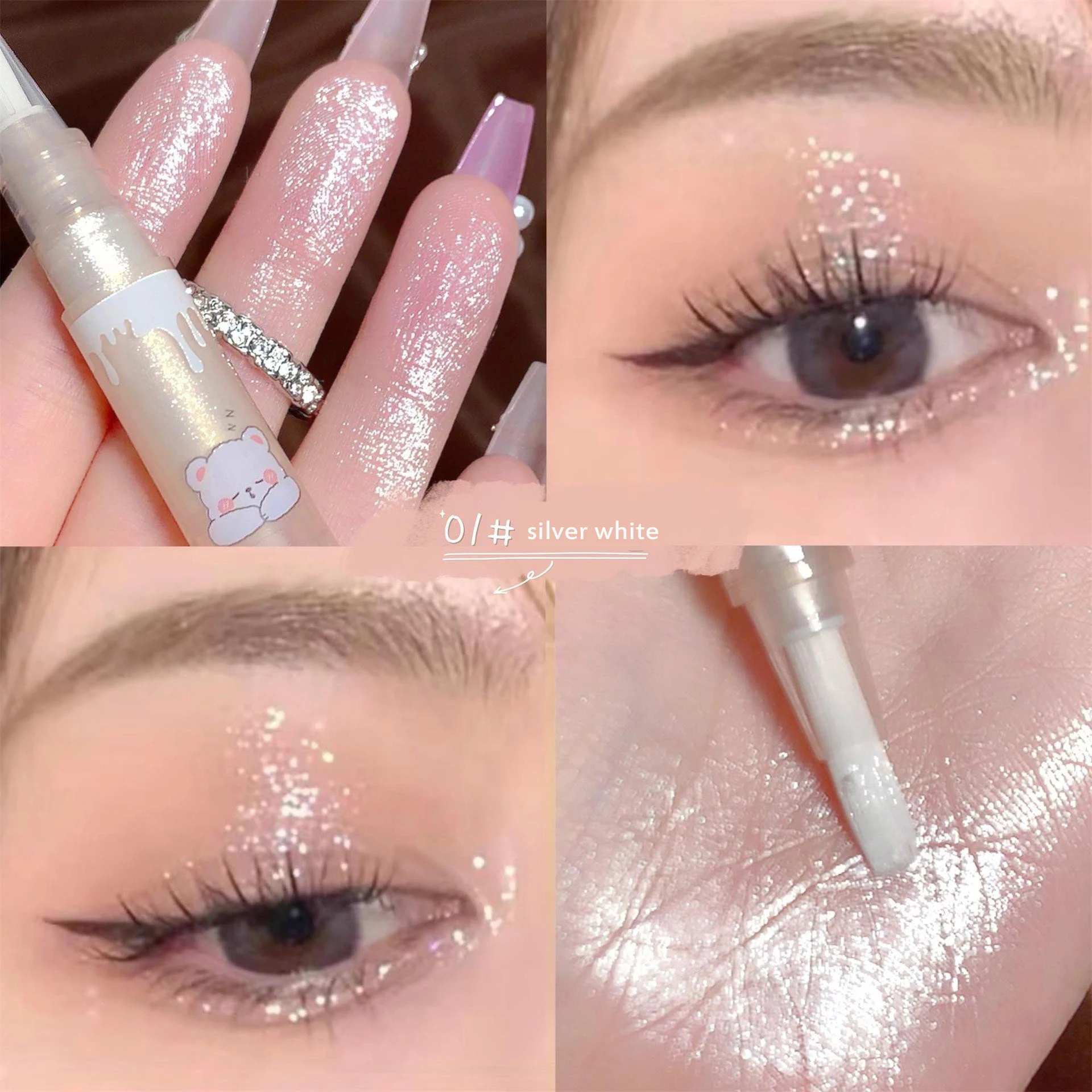 Glitter Highlighter Pen, 1Pc Long Lasting Glossy Glitter Pearlescent Fine  Shimmer Texture Highlight Pen Makeup Product