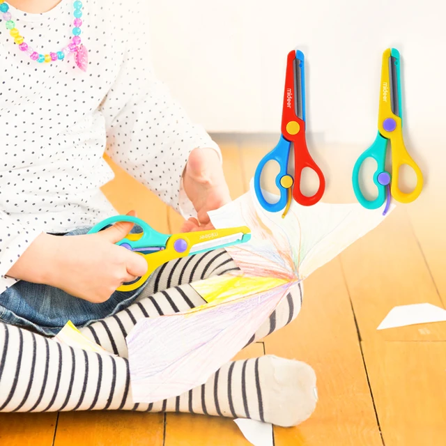 Mideer Children Kids Paper Craft Scissors Safe Plastic Baby DIY Cartoon Mini Scissors Manual Round Head Safty Handmade Tool 3