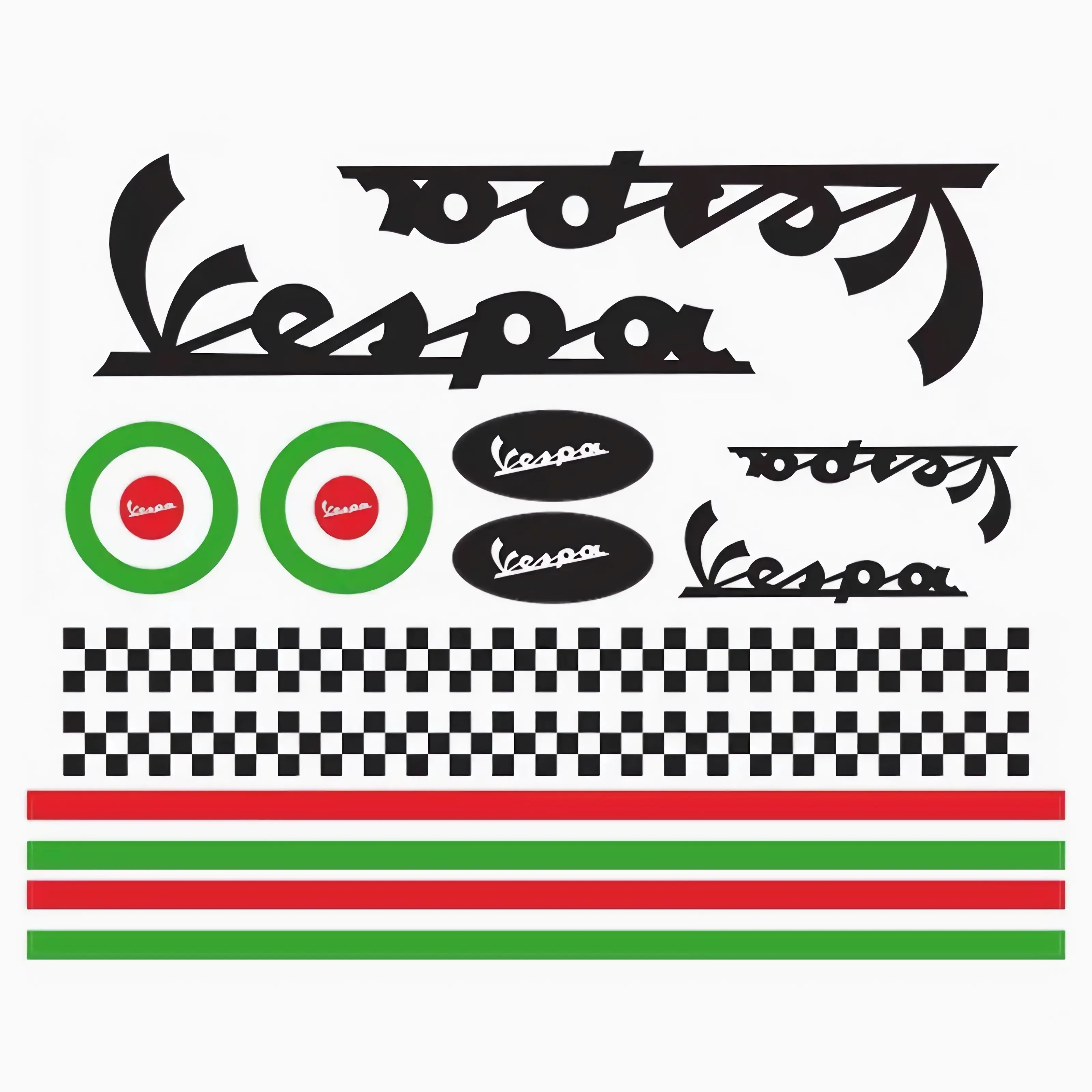 로쏘 ROT 스타일 오토바이 헬멧 반사 데칼 키트 (베스파 게임즈 몽키 오토바이 범용 스티커 반사 키트)