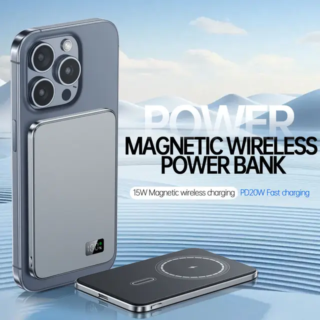 10000mAh Ultra Thin MagSafe Power Bank, Magnetic Wireless Fast Charging 6