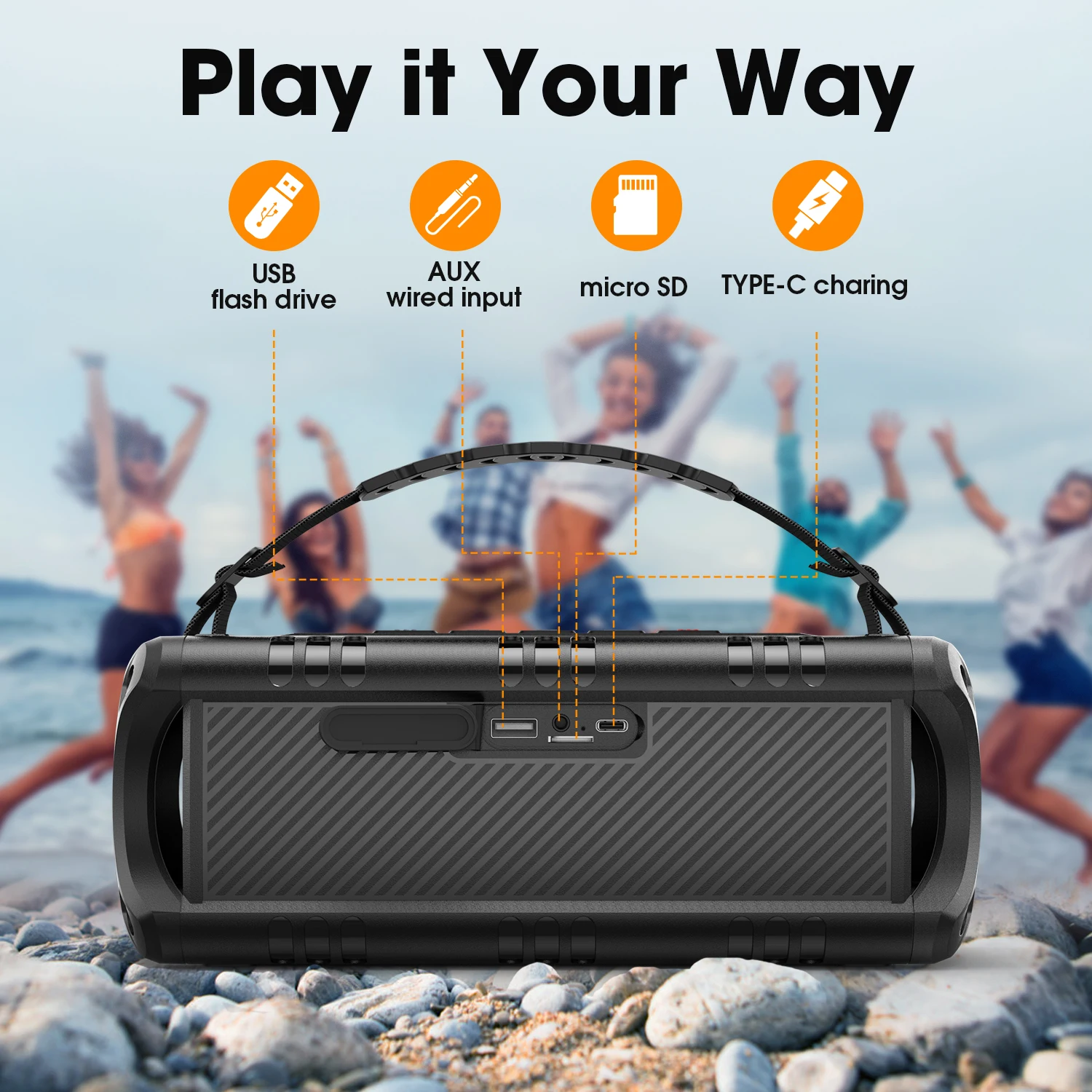 W-King 30 W Bluetooth Speaker, Portable Music Box, 5,000 mAh Battery, 24 Hour Battery Life, Waterproof Bluetooth Speaker Box 2