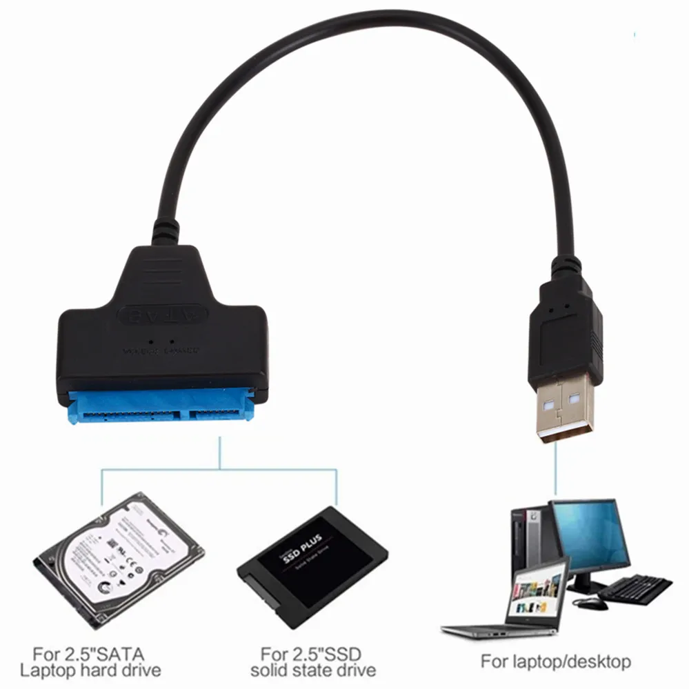 USB 2.0 3.0 SATA 3 Cable Sata To USB 2.0 Adapter Up To 6 Gbps Support 2.5 Inch E
