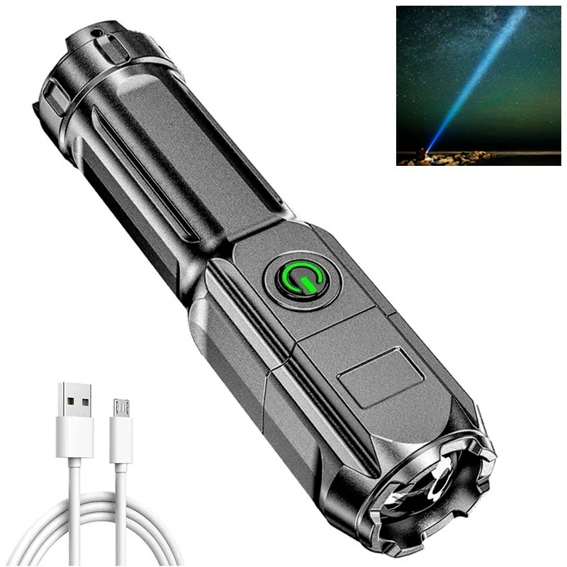 Flashlight Strong Work Light Rechargeable 3 Modes Xenon Lights Camping LED Luminous Torch Lamp Night Outdoor Flash Light