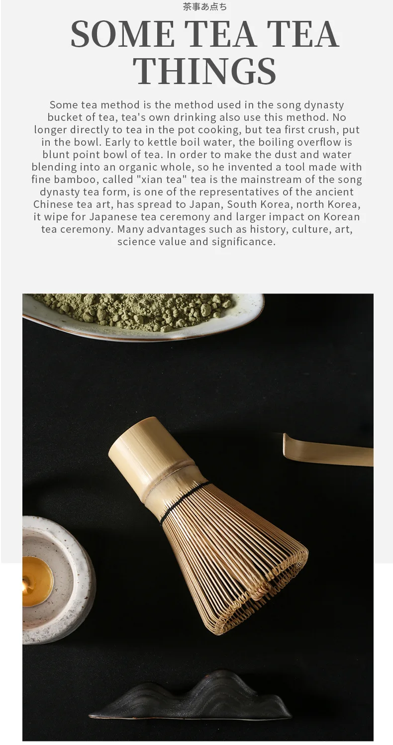 Description Picture 5 of item3/4pcs Handmade Home Easy Clean Matcha Tea Set Tool Stand Kit Bowl Whisk Scoop Gift Ceremony Traditional Japanese Accessories