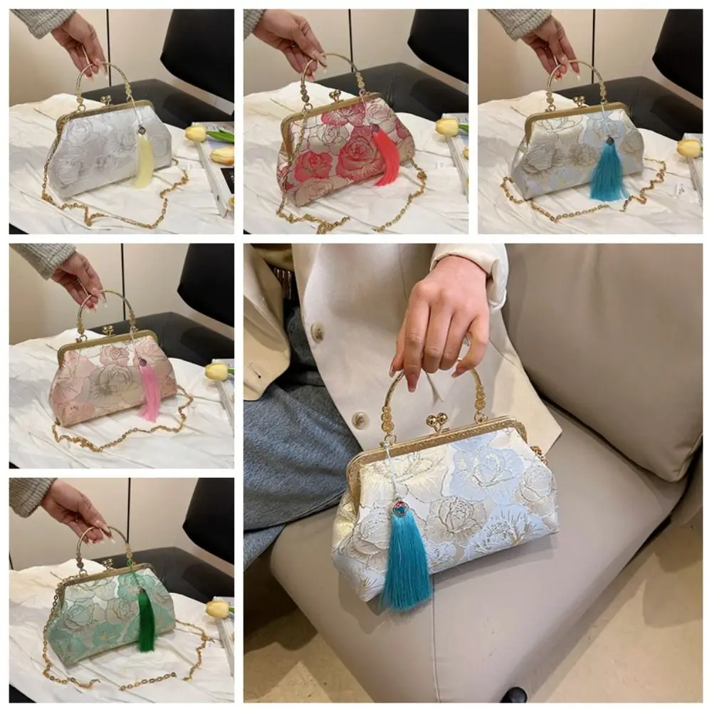 Cheongsam Accessories Embroidery Banquet Bag Wrist Bag Large Capacity Ladies Clutch Bag Shoulder Bag Crossbody Bag Hanfu Handbag