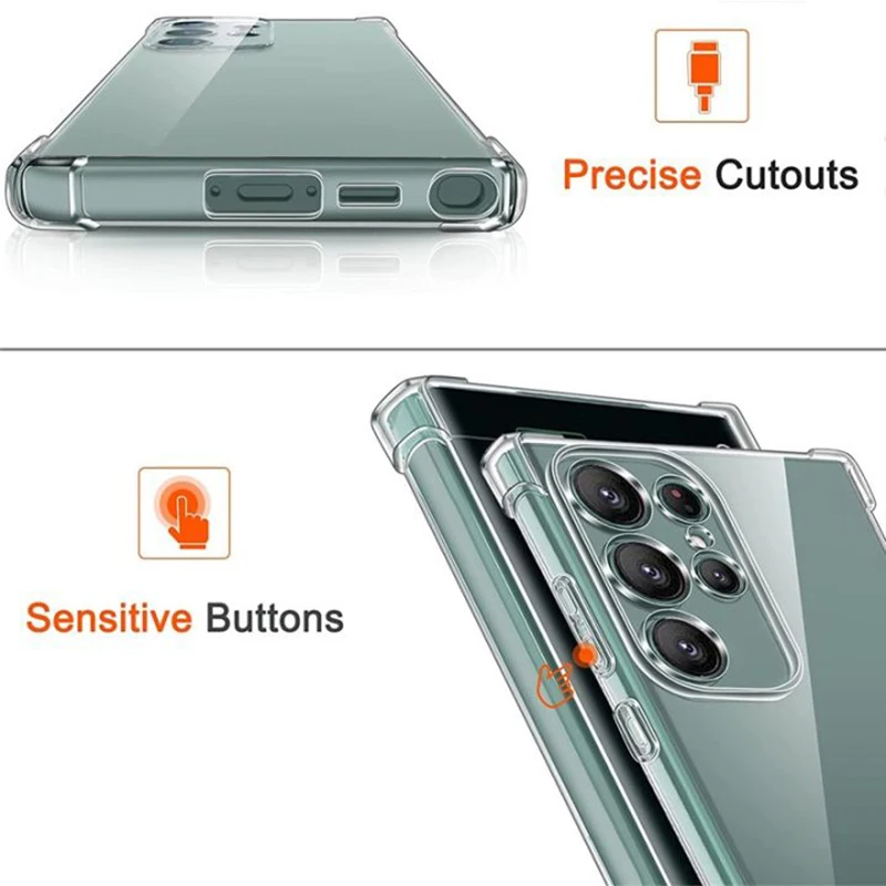 Clear Case For Samsung Galaxy S24 S23 S22 S21 Plus Ultra Shockproof Case A54 A34 A14 A04 A53 A33 A23 A13 A52 A32 A22 A12 Cover