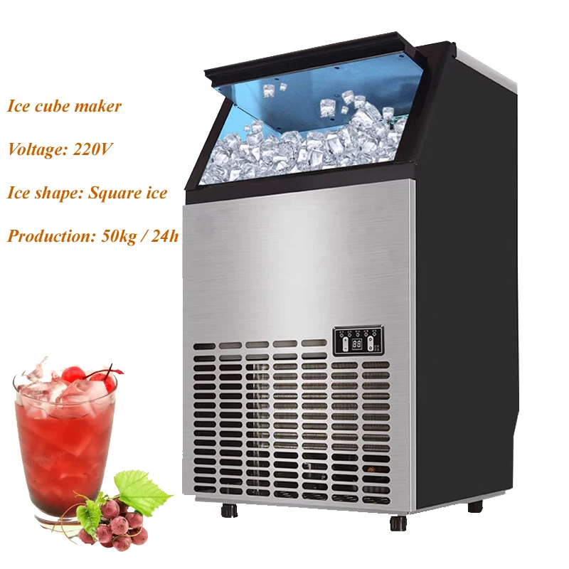 

50kg / 24H Automatic Ice Maker Stainless Steel Ice Cube Machine Commercial Ice Making Machine