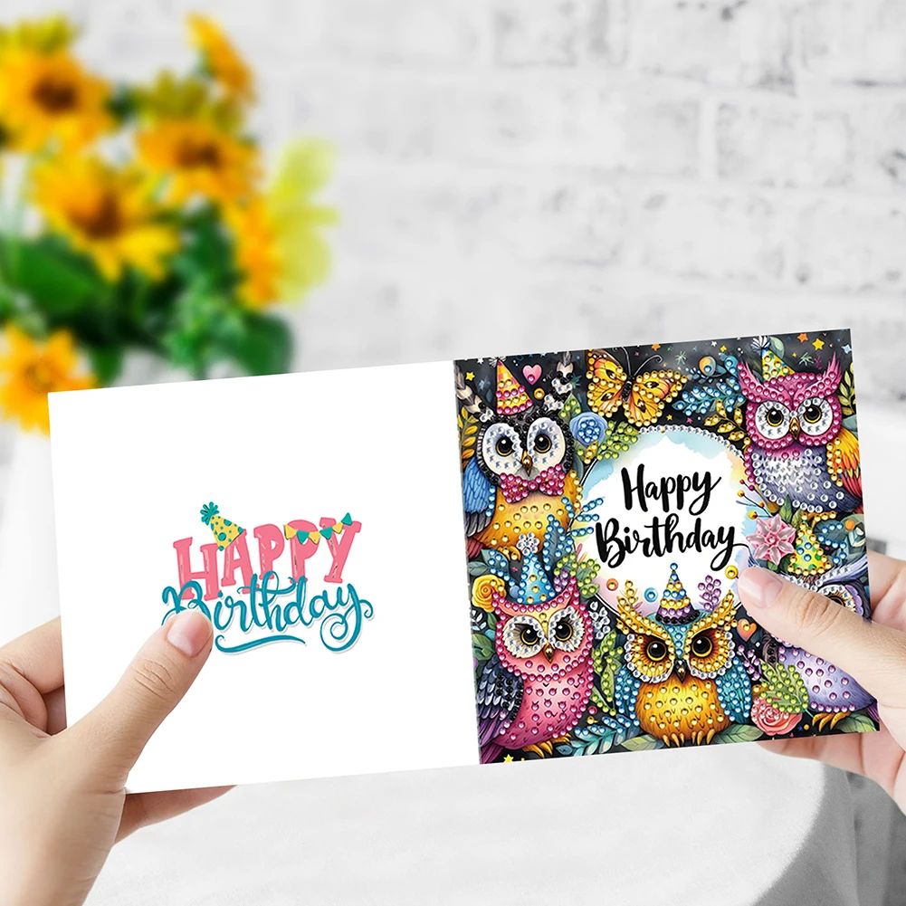 6pcs DIY Diamond Painting Greeting Card Set Rhinestone Diamond Art Mosaic Postcards for Birthdays Thanksgiving and Holidays