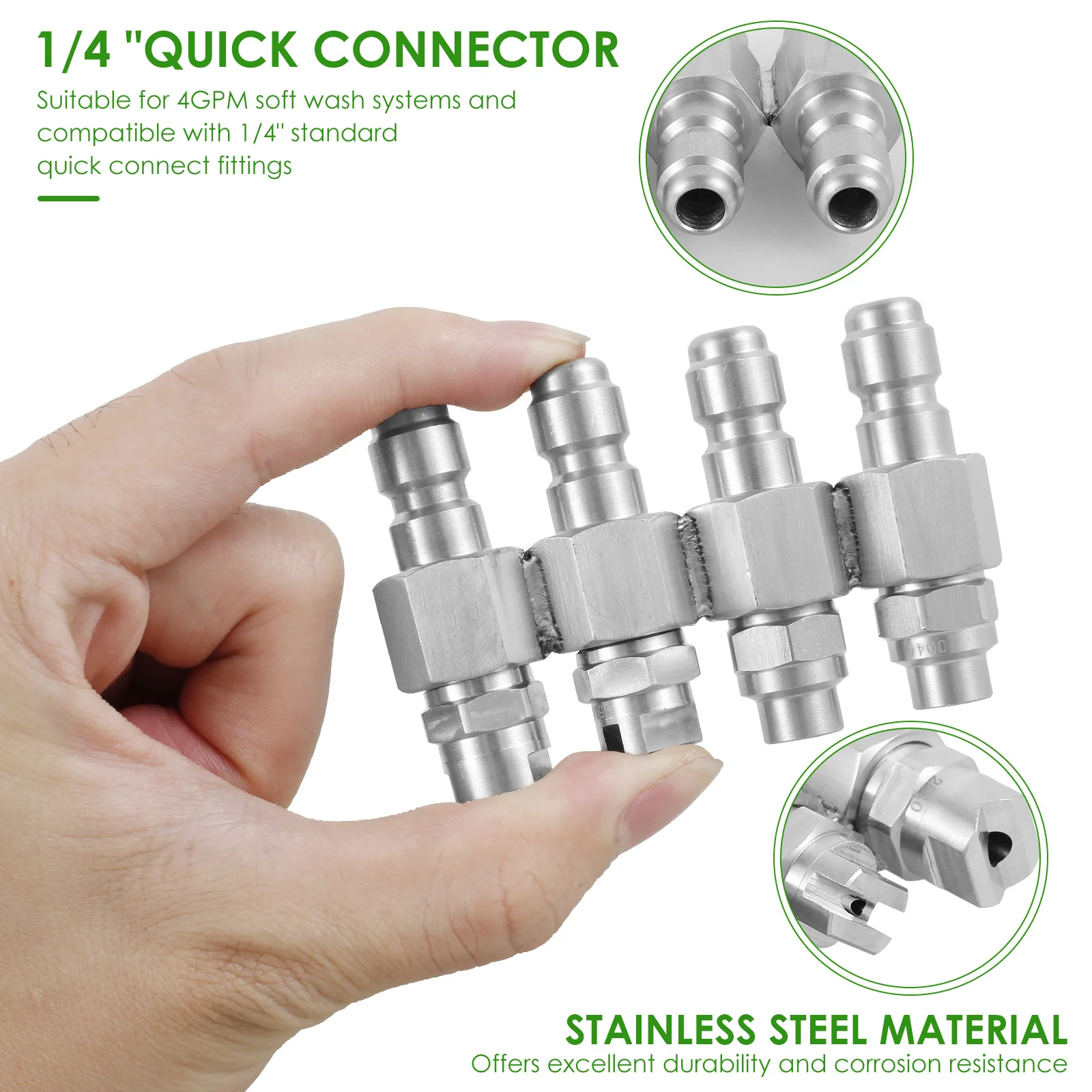 4 Way J Rod Pressure Washer Nozzle Steel 1/4inch Jrod Tip Quick Connect Nozzle Fittings Pressure Washer Accessories for Car 3