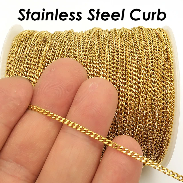 10 Meters - Stainless Steel Chain Bulk Wholesale Tarnish Free Gold Silver  Curb Link Chain by Length Yard Foot for Jewelry Making - AliExpress