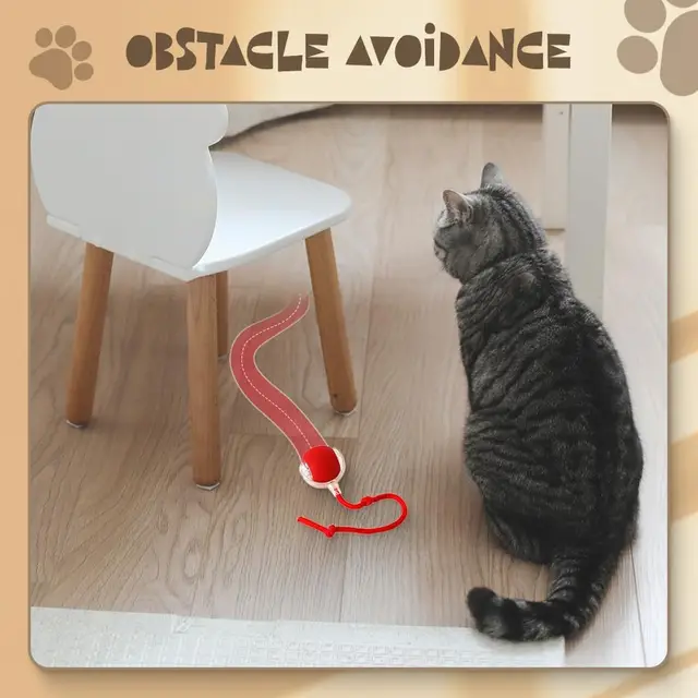 Interactive Ball Toy Cat Dog Automatic Rolling Ball Faux Tail Rechargeable Smart Pet Electric Toy Dog Cat 360° Indoor Ball Toy 3