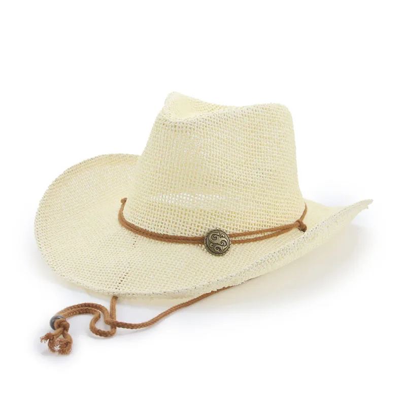 Sombreros de paja para hombres y mujeres, sombrero de paja de vaquero  occidental de Panamá, sombrero de cubo de moda informal - AliExpress
