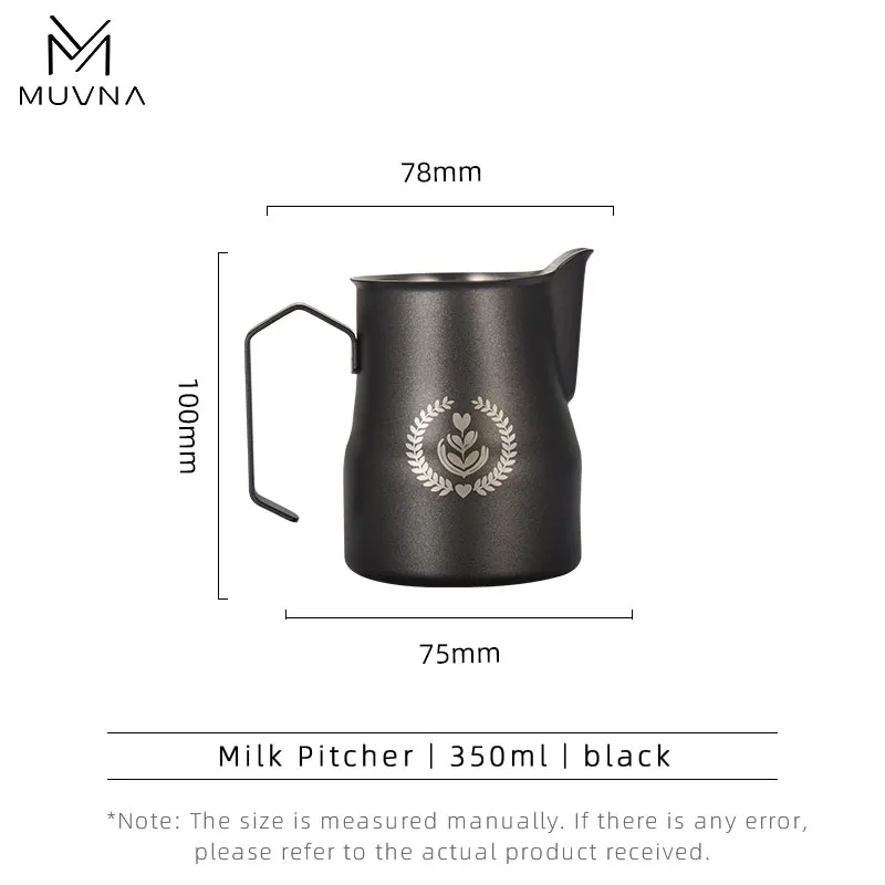 Premium Stainless Steel Milk Frothing Pitcher with Sharp Spout - 350/450ml, Black/Silver Finish