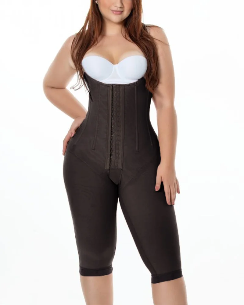 Women High Compression Three-Breasted Hook-Eye Shapewear Waist Trainer Abdomen Control Sexy Butt Lifter Bodysuit