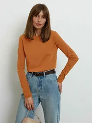 Bornladies Women's 100% Cotton Long Sleeve Loose-Fit T-Shirt - Spring/Autumn Collection - S (Orange)
