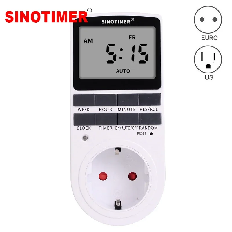 SINOTIMER TM515 LCD Display Digital Weekly Programmable Electrical Wall Plug-in Power Socket Timer Switch Outlet Time Clock 220V 110V AC