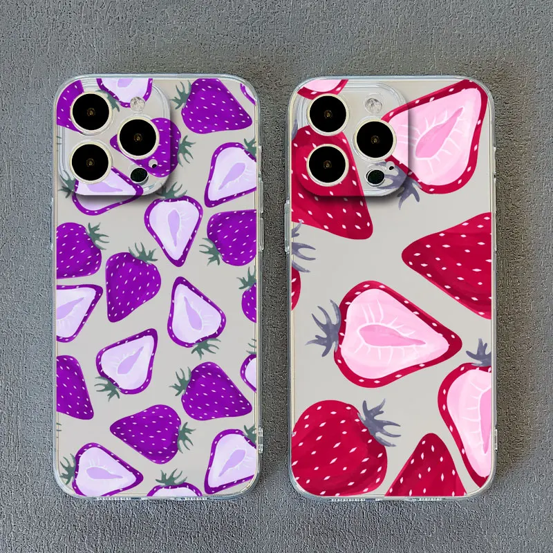 Vibrant Banana Strawberry Transparent Phone Case - Clear Protective Cover