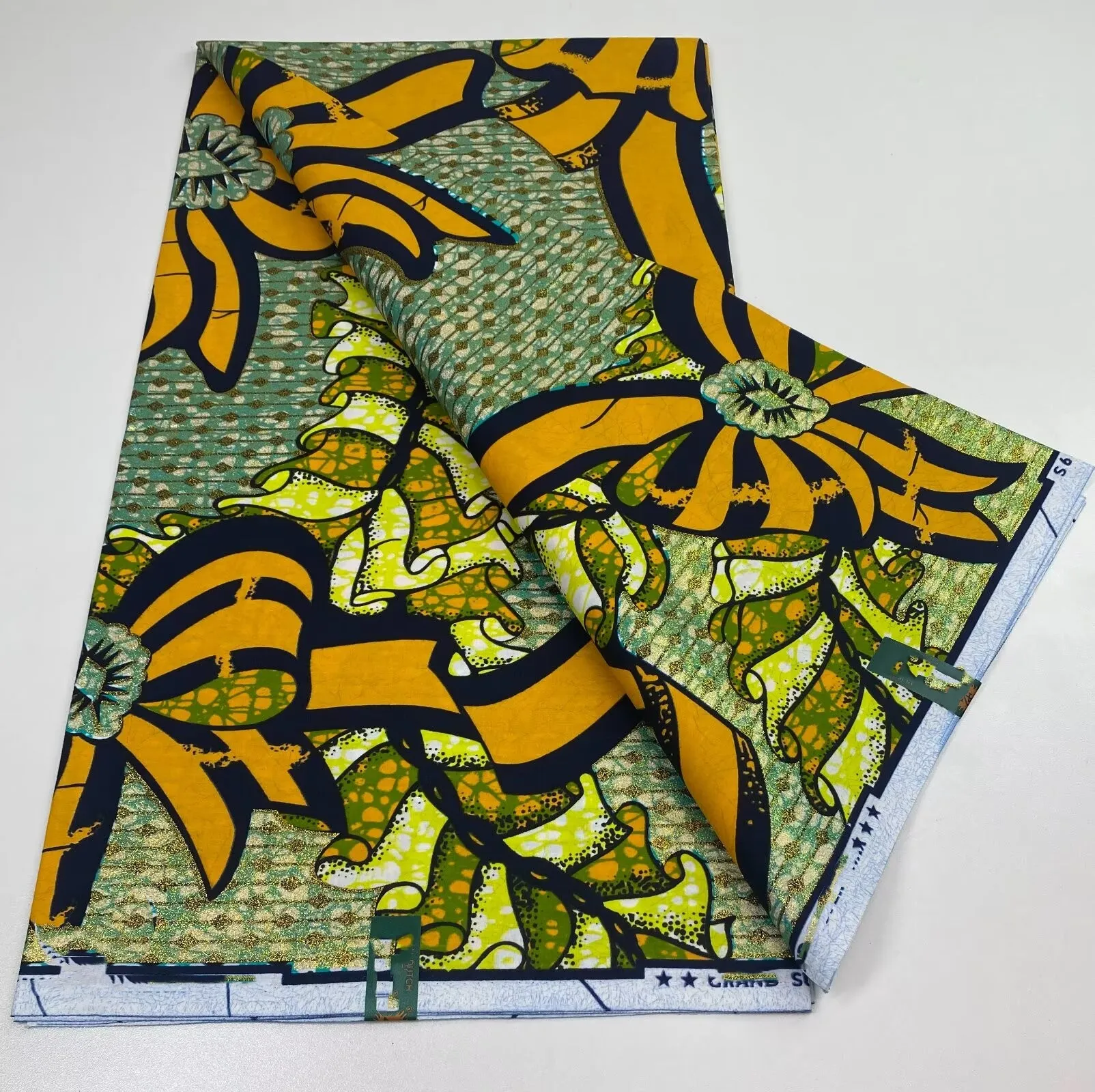 2025 100%Soft Veritable Grand Super African Wax Golden Print Fabric Real Cotton Hollandais Dutch Ankara Wax Fabric For Sewing 2