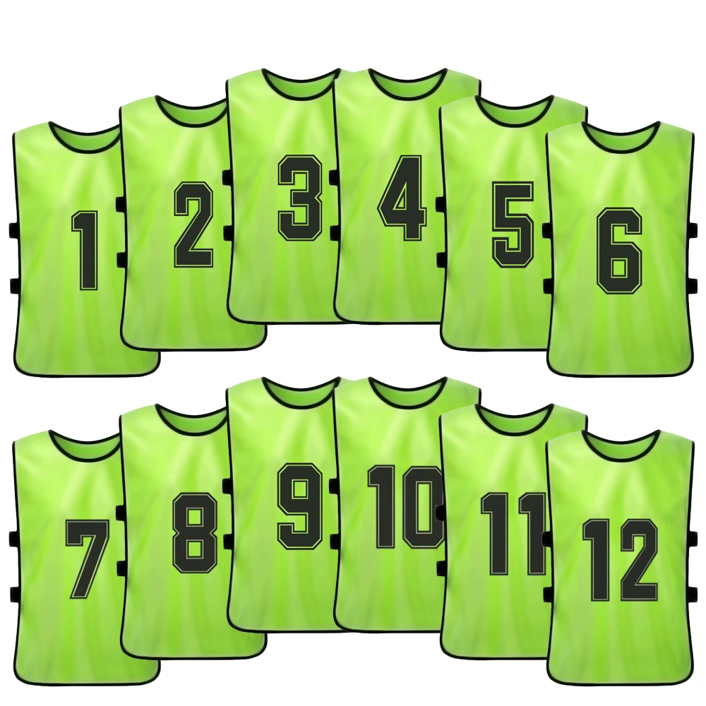 

6/12PCS Adults Plus Size Soccer Pinnies Football Team Training Jerseys Quick Drying Numbered Bibs Practice Vest Adults Big Size
