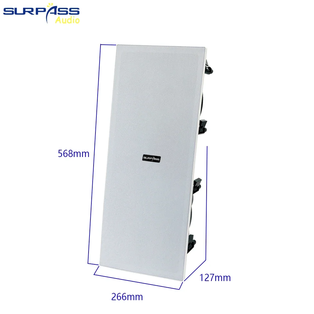 Three-Way in Wall Rectangle Speaker 8 Inch 200W Frameless Passive in Ceiling Wall Audio Speaker ABS Material for For Living Room