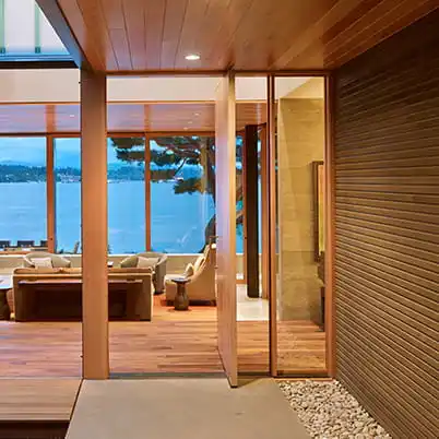 High quality modern wooden material entrance door customized pivot door for villa 6