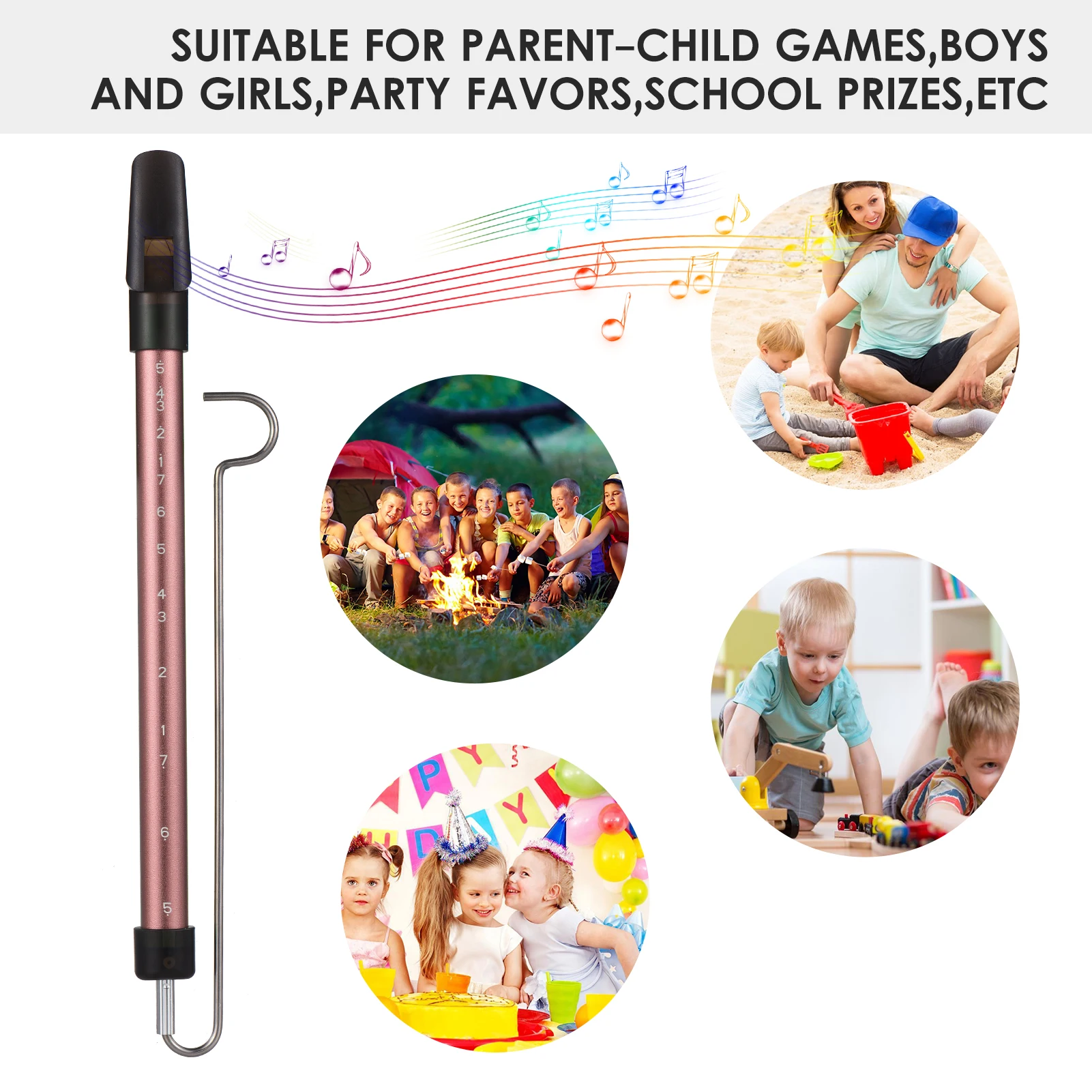 Flute Instrument Wind Music Instrument Metal Slide Whistle Scale Sliding Flute with Steel Sliding Rod Musical Instrument Toy for Children Kazoo Flute for Parent-Child