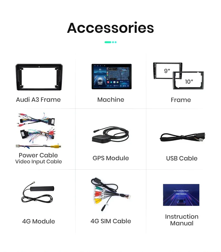 2K QLED Bildschirm Auto Radio Für Audi A3 8P 2003-2013 Drahtlose CarPlay Android Auto Multimedia autoradio – Detail 34